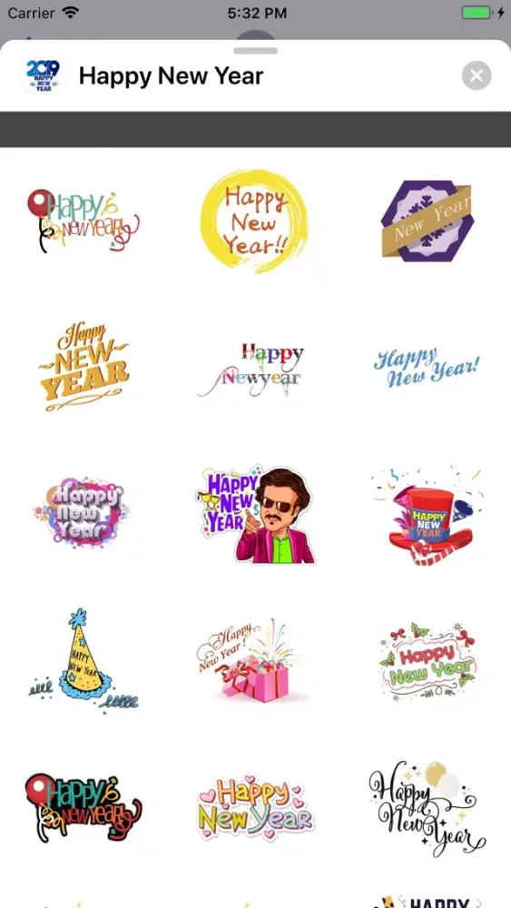 Tangkapan skrin Stickers Happy New Year 2019