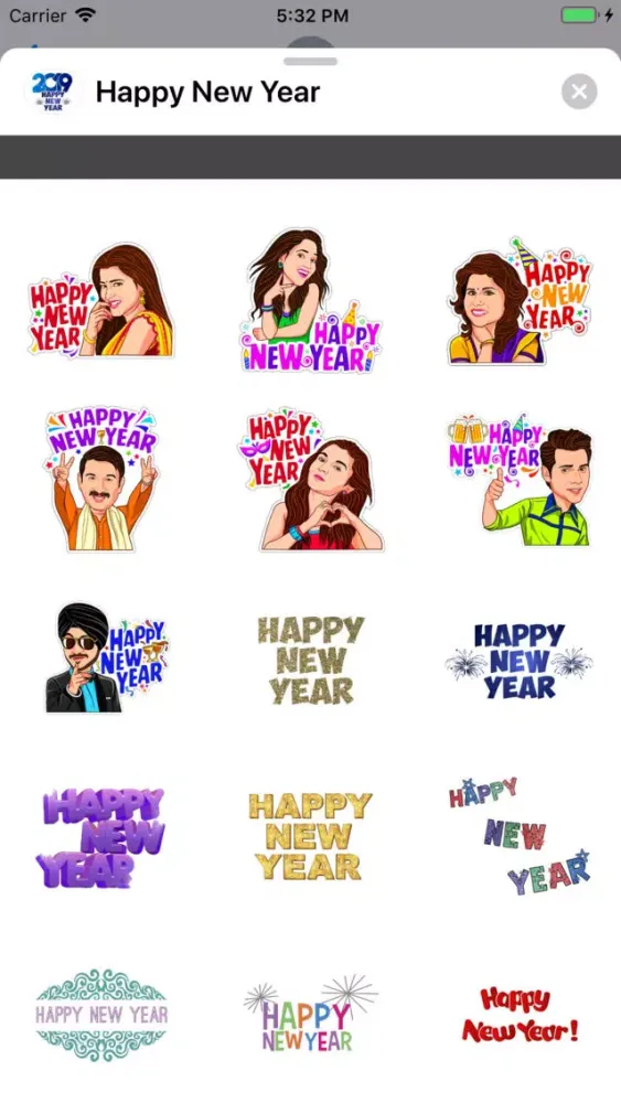Tangkapan skrin Stickers Happy New Year 2019
