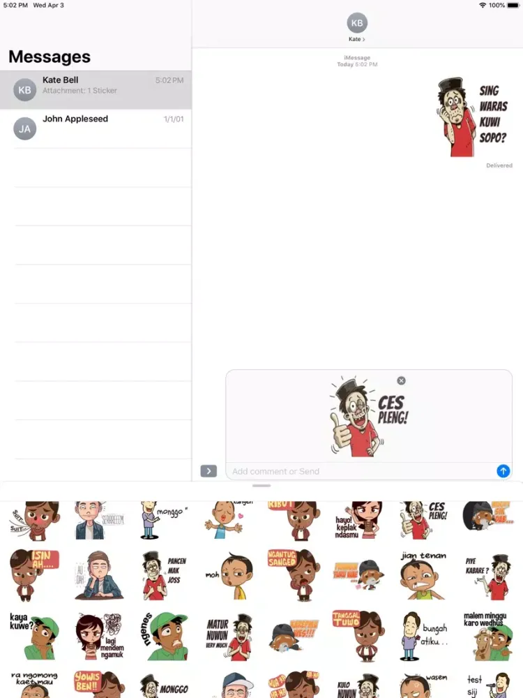 ภาพหน้าจอของ Wa Jawa Lucu Sticker iPad 