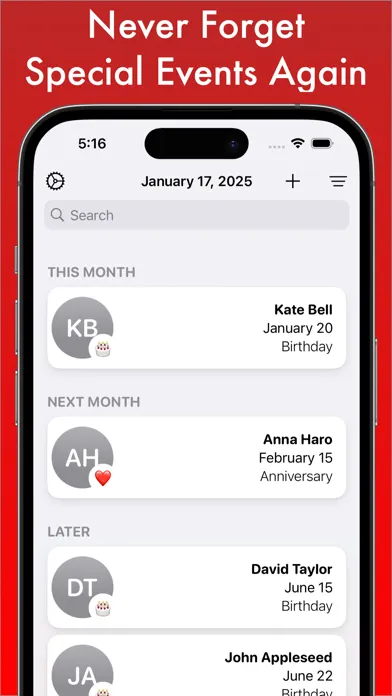 ภาพหน้าจอของ Dateminder - Event Reminders