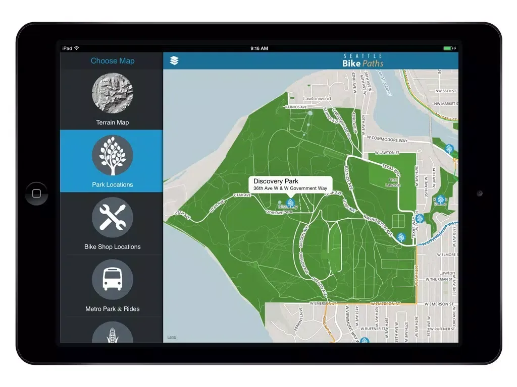 Seattle Bike Paths Free iPad  Screenshots
