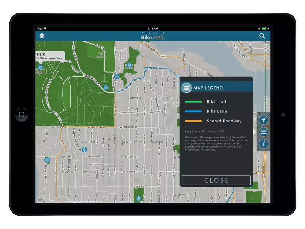 Seattle Bike Paths Free iPad  Screenshots