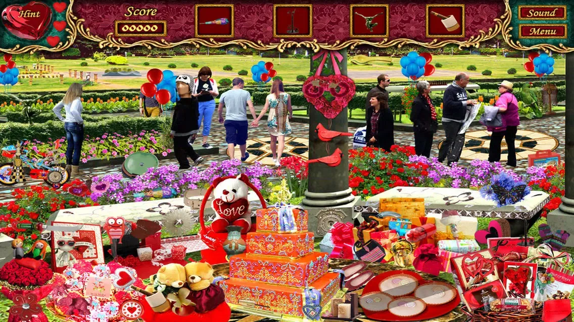 Tangkapan skrin Valentine Park Hidden Object