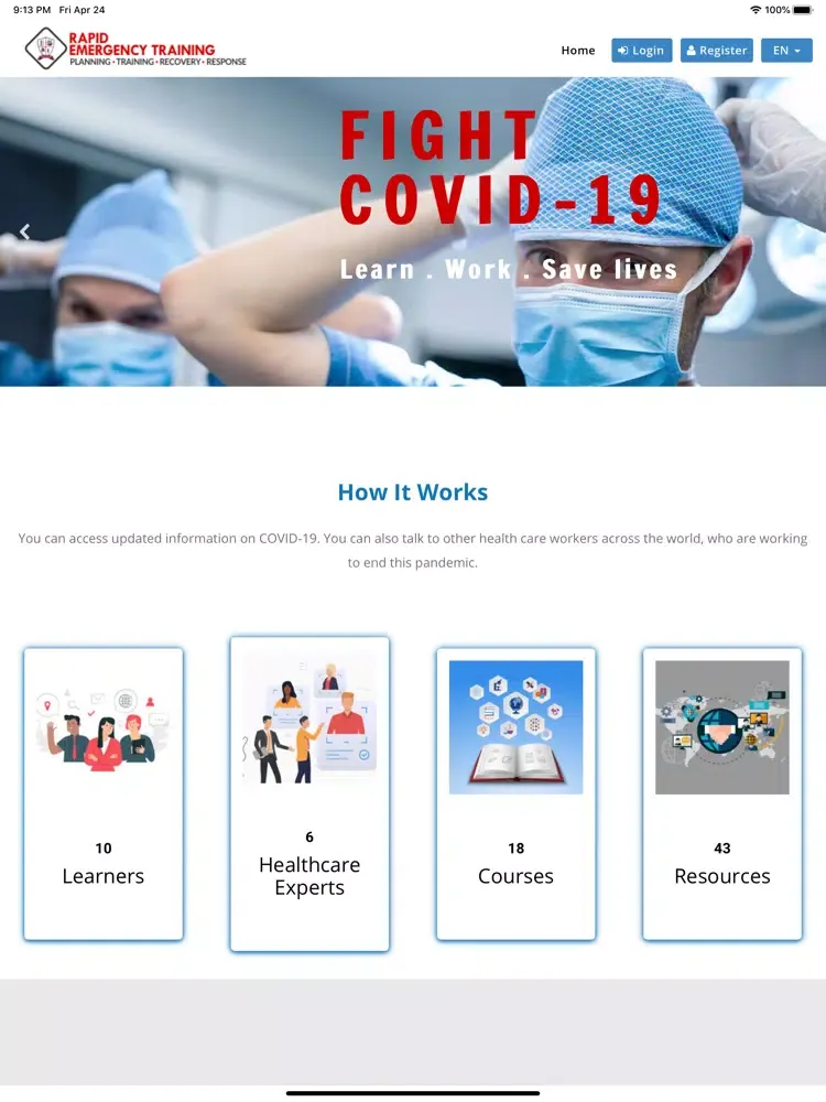 Ảnh chụp màn hình của COVID-19 RET iPad 