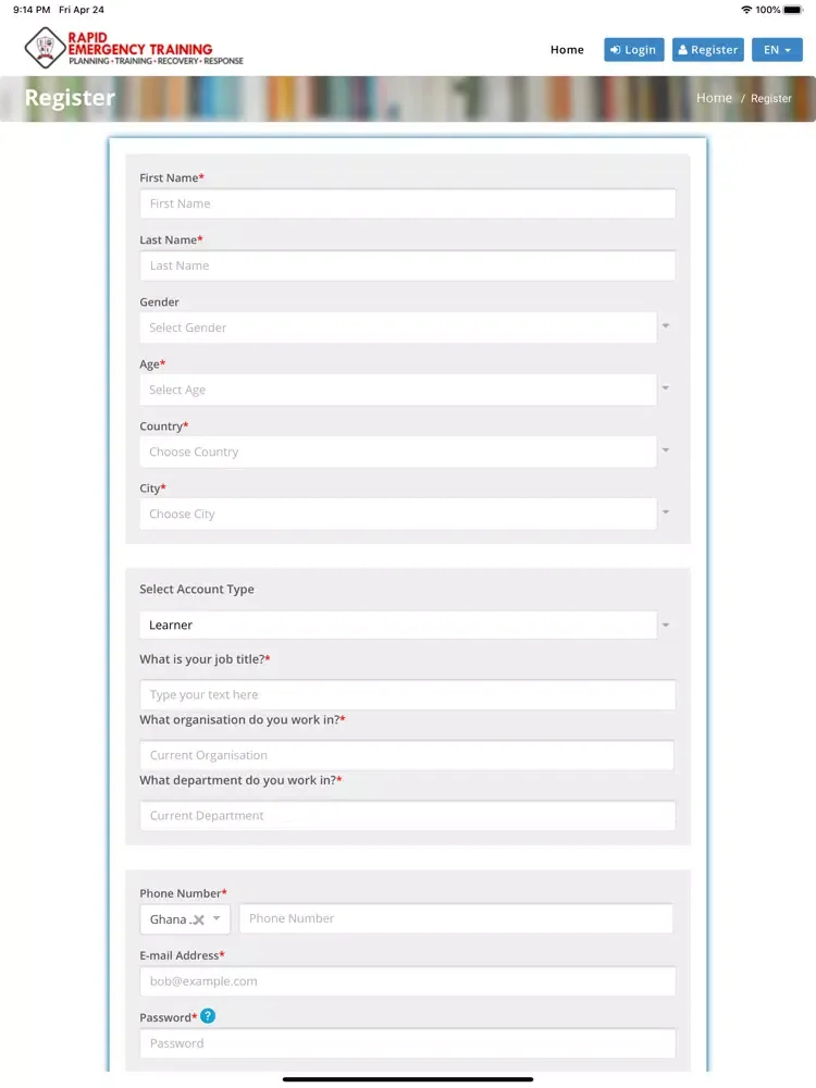 Ảnh chụp màn hình của COVID-19 RET iPad 