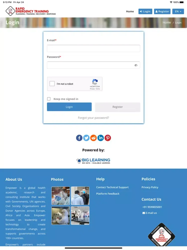 Ảnh chụp màn hình của COVID-19 RET iPad 