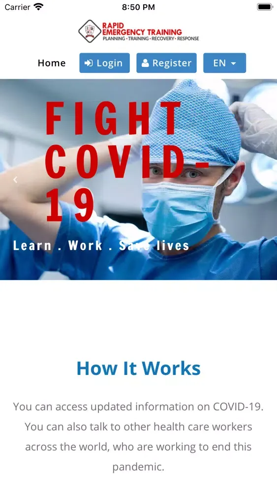 Ảnh chụp màn hình của COVID-19 RET
