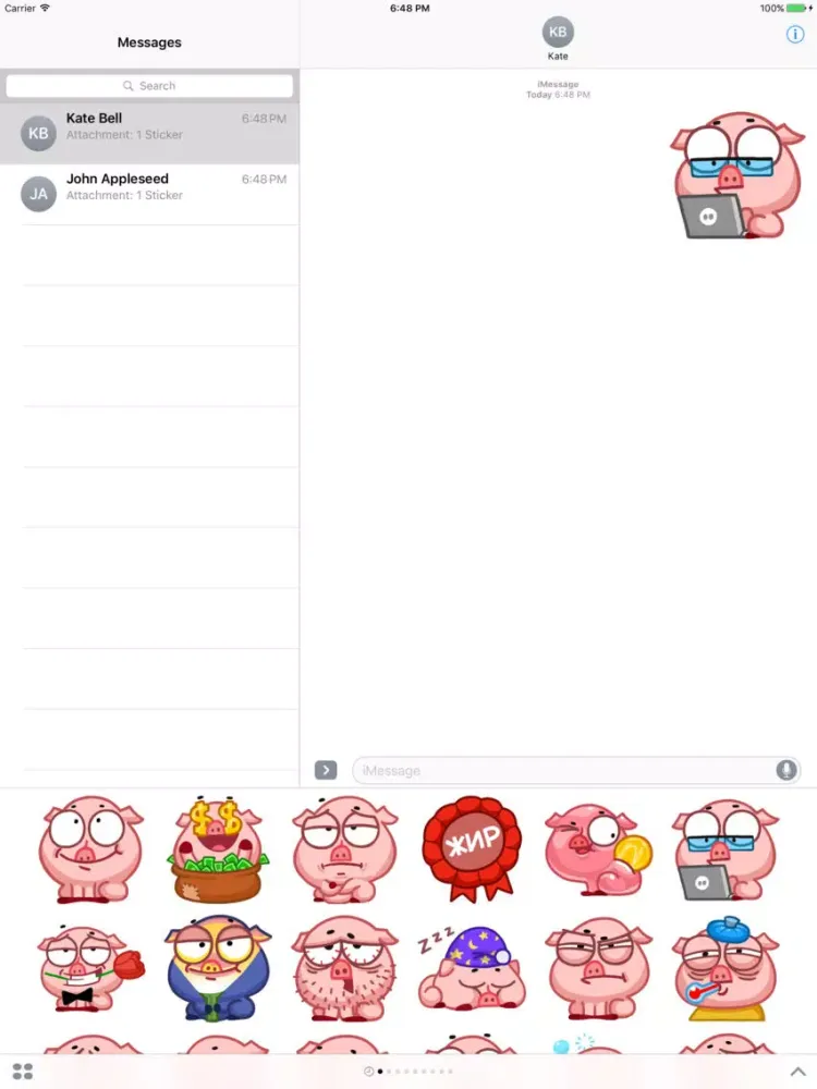 Piglet-kun Full Sticker for iMessage iPad  Screenshots