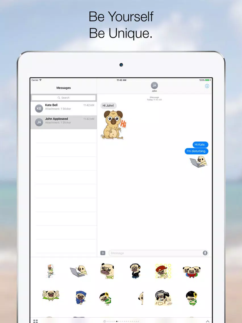 Screenshot di The Cute Pug Animated for iMessage iPad 