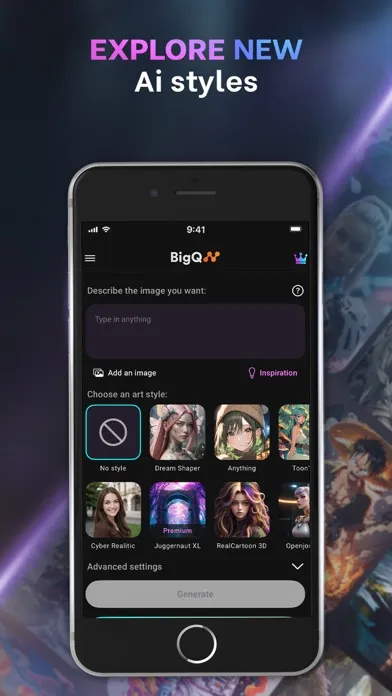 Screenshot di UniAI: AI Art Generator