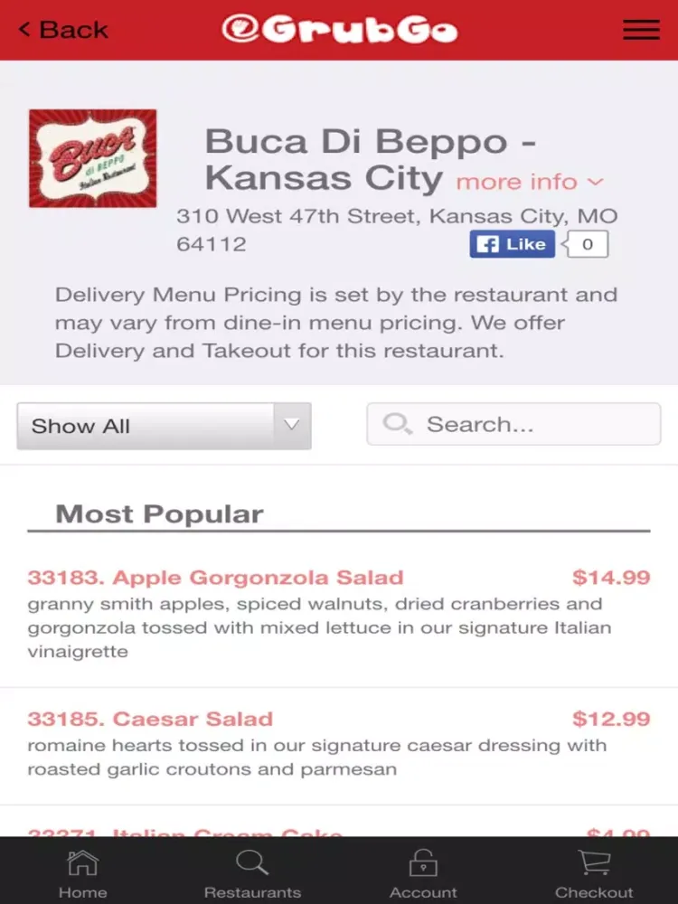 GrubGo Restaurant Delivery Service iPad 应用截图