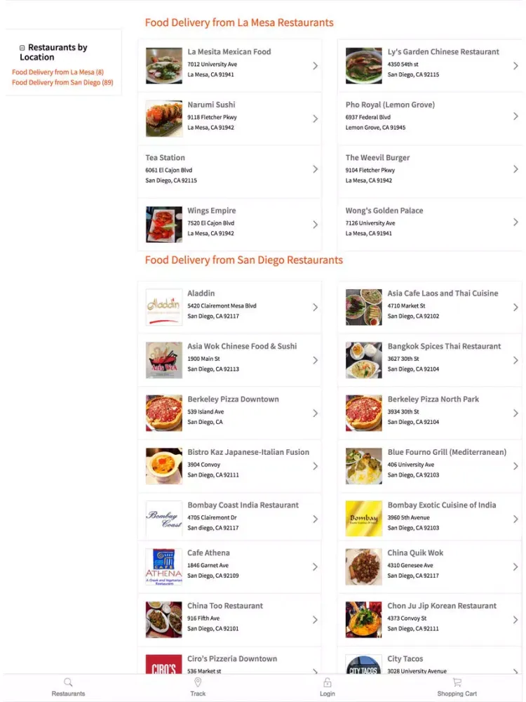 Zrzuty ekranu Give Me Delivery San Diego iPad 
