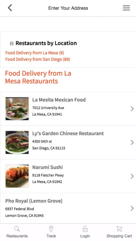 Zrzuty ekranu Give Me Delivery San Diego