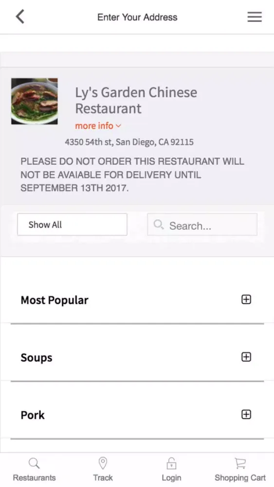 Zrzuty ekranu Give Me Delivery San Diego