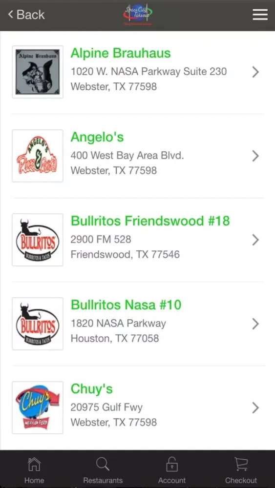 Space City Takeout Restaurant Delivery Service Screenshots