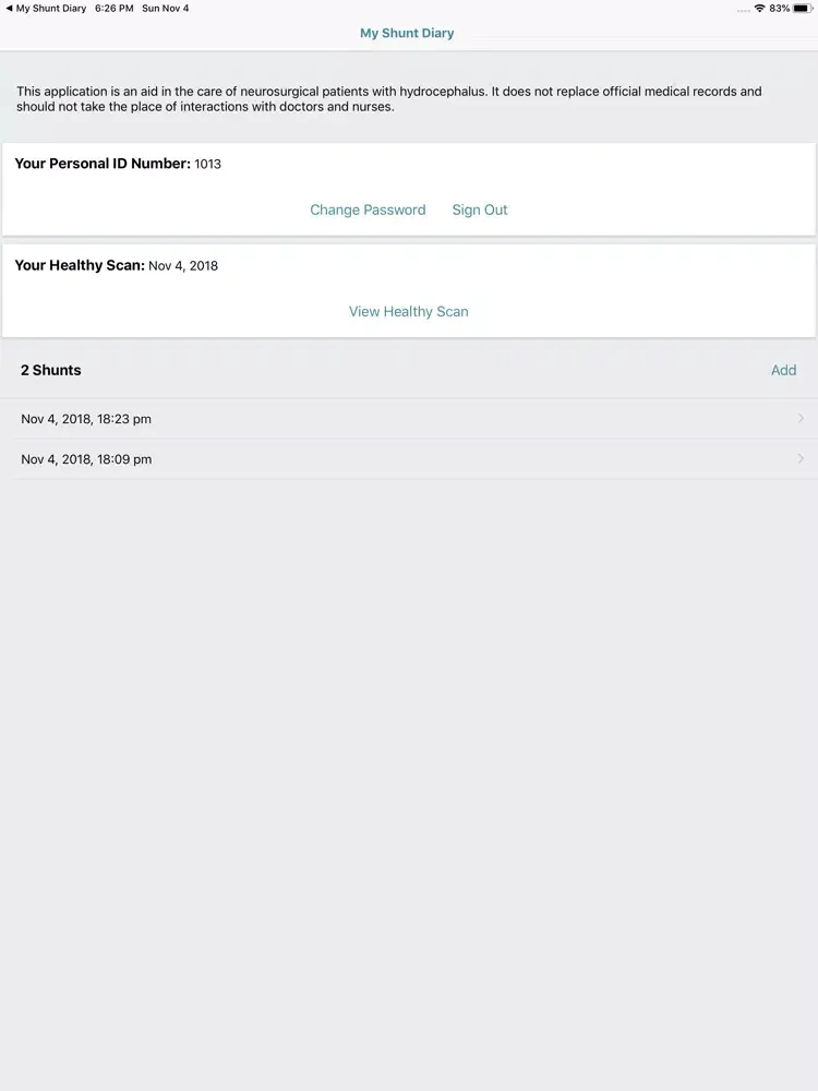 My Shunt Diary iPad  Screenshots