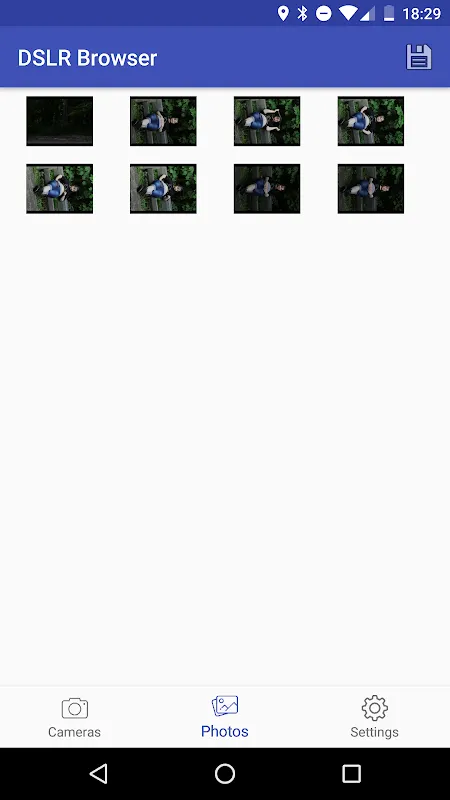 Capturas de tela do DSLR Browser