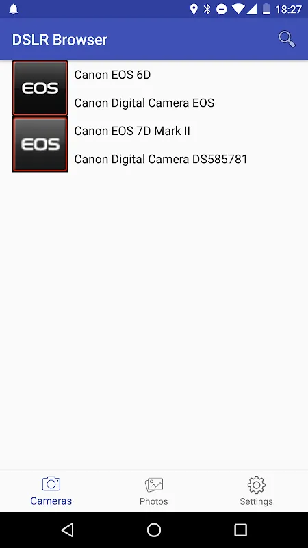 Capturas de tela do DSLR Browser