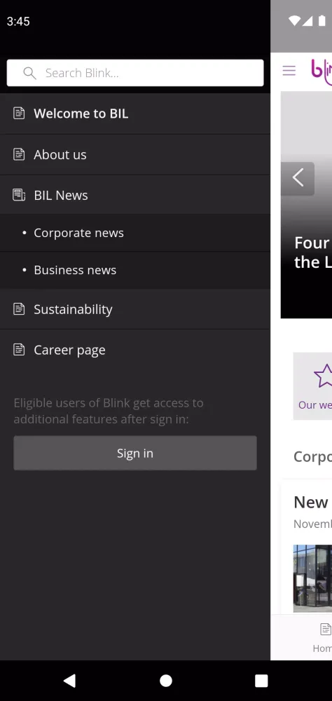 Screenshot di Blink