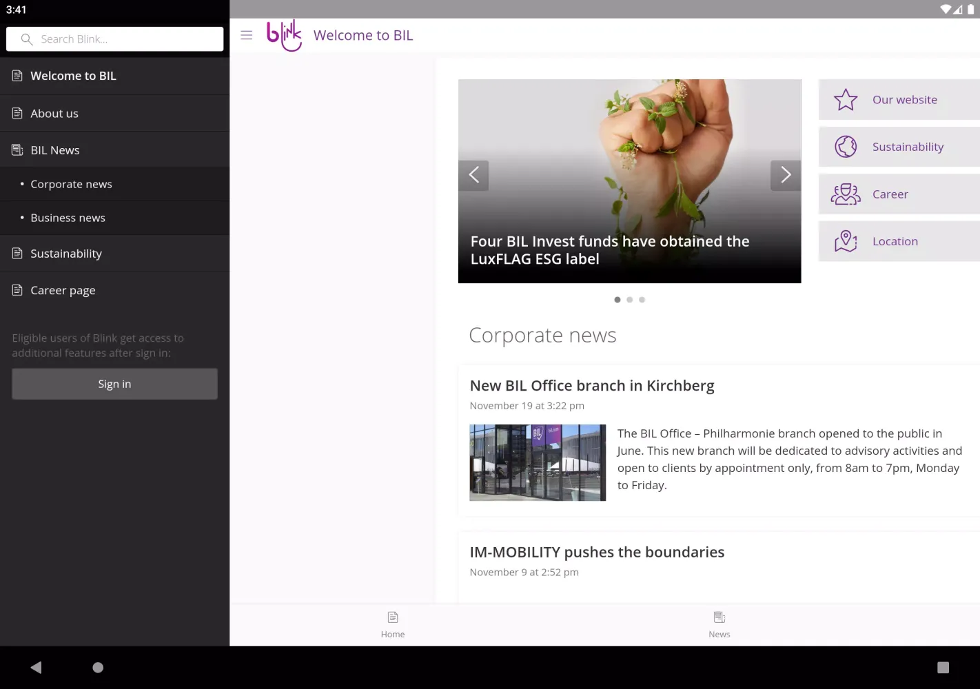 Screenshot di Blink