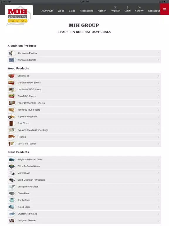 MIH Building Material iPad  스크린샷