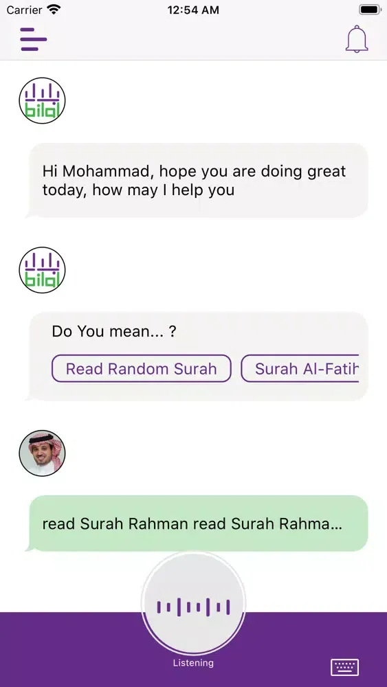 Tangkapan skrin Bilal ai