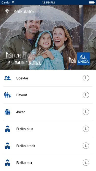 UNIQA MNE kalkulator Screenshots