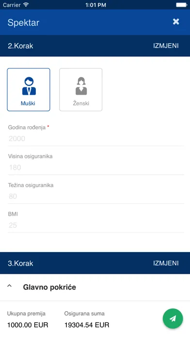 UNIQA MNE kalkulator Screenshots