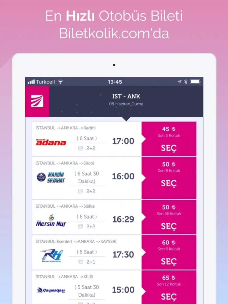 Captures d'écran de Biletkolik Uçak&Otobüs Bileti iPad 
