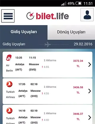 Ảnh chụp màn hình của Bilet Life