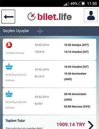 Ảnh chụp màn hình của Bilet Life
