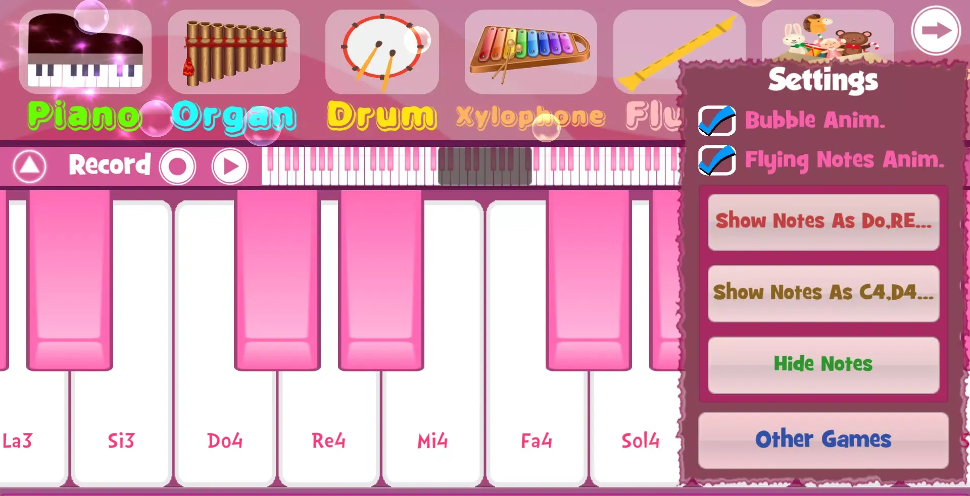 ภาพหน้าจอของ Pink Piano