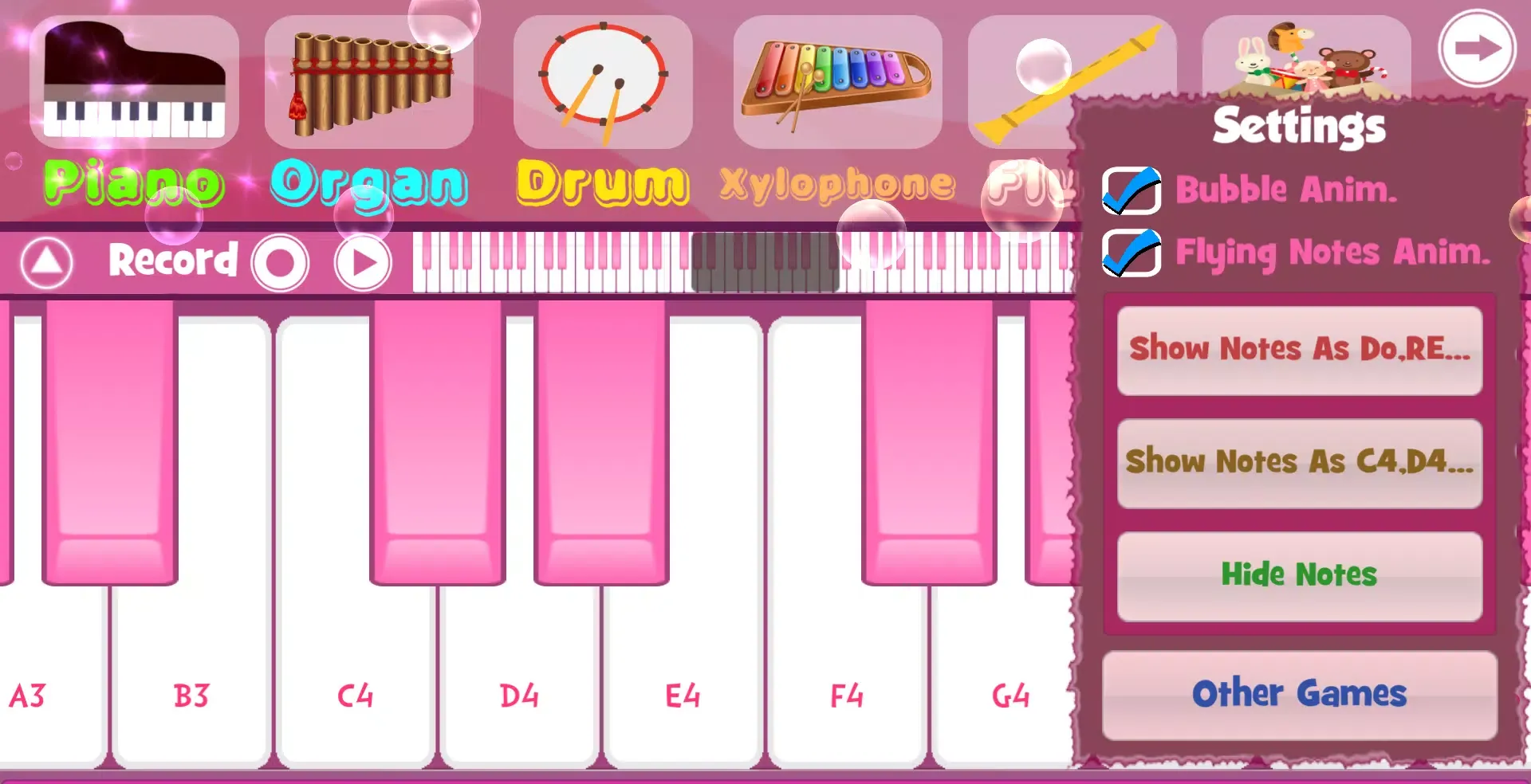 ภาพหน้าจอของ Pink Piano