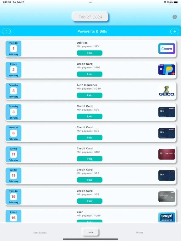 Bill Reminder-pro iPad  Screenshots