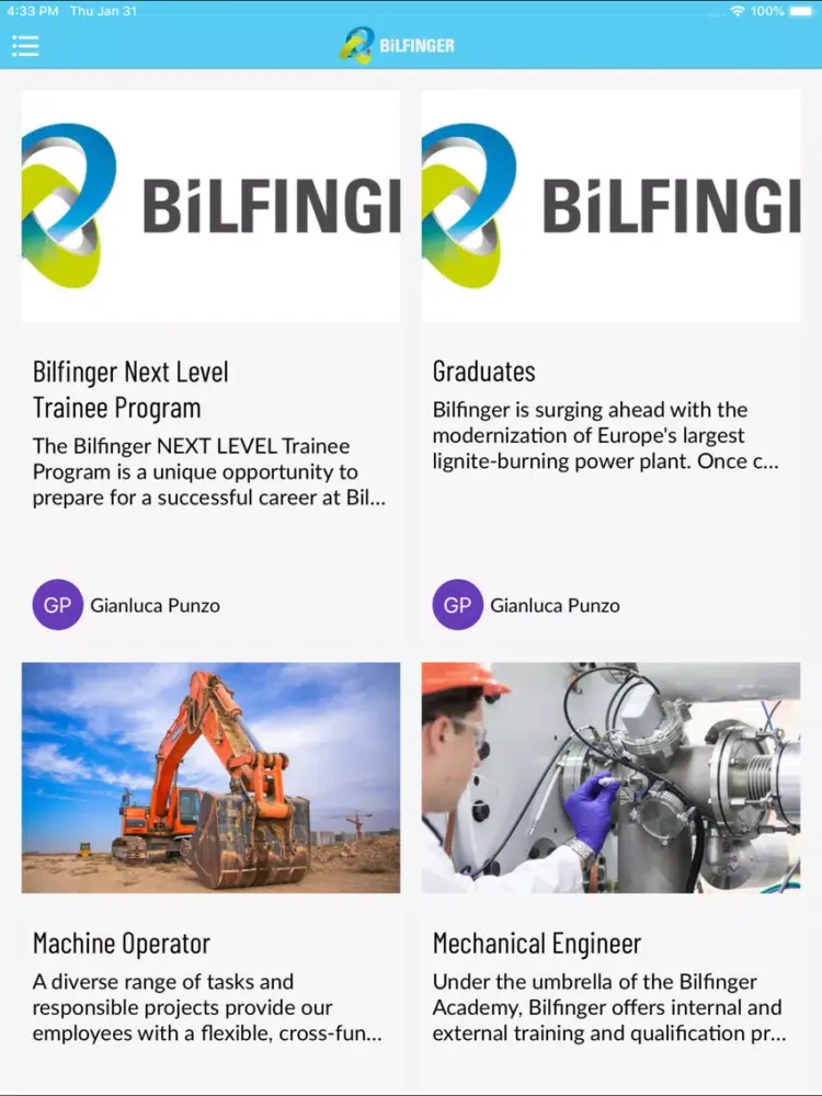 Bilfinger Billboard iPad  स्क्रीनशॉट