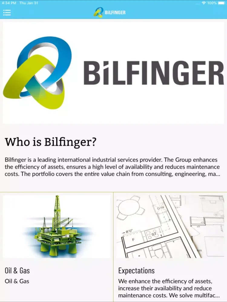 Bilfinger Billboard iPad  स्क्रीनशॉट