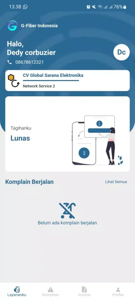G-Fiber Customer Screenshots