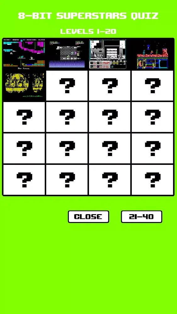 8-bit Superstars: Retrogame Quiz Screenshots