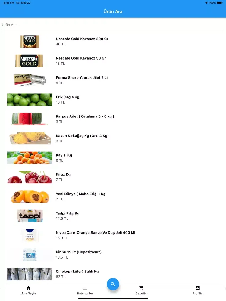 Tangkapan skrin Bilmar Market iPad 