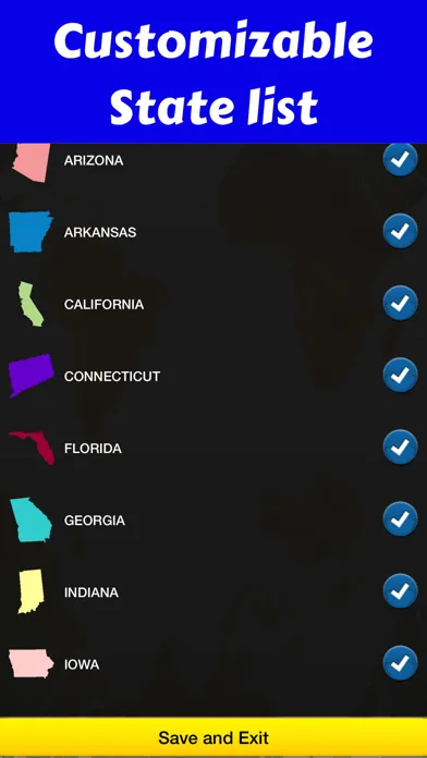 Zrzuty ekranu 50 States and Capitals