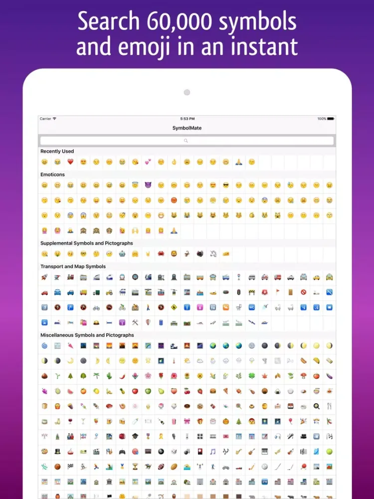 Ảnh chụp màn hình của SymbolMate - Search Symbols and Emoji iPad 
