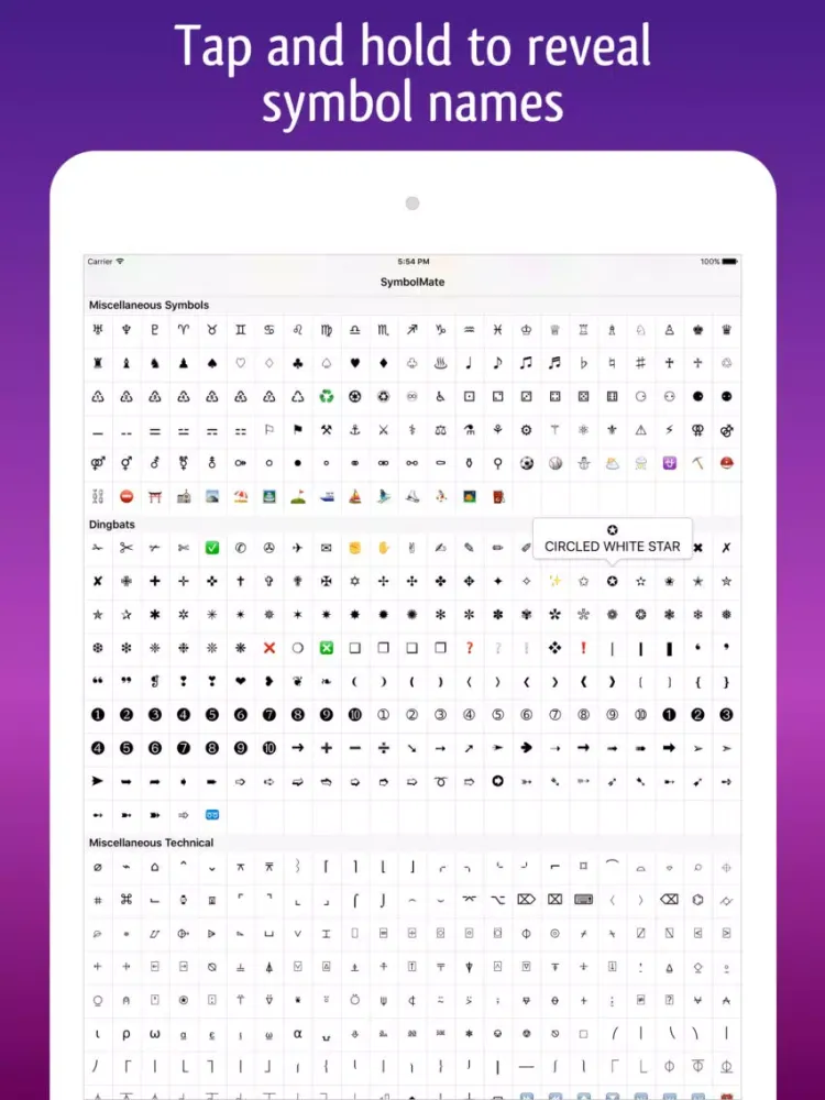 Ảnh chụp màn hình của SymbolMate - Search Symbols and Emoji iPad 