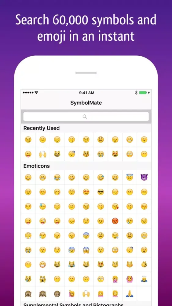 Ảnh chụp màn hình của SymbolMate - Search Symbols and Emoji