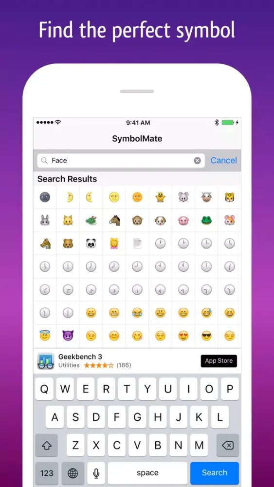 Ảnh chụp màn hình của SymbolMate - Search Symbols and Emoji