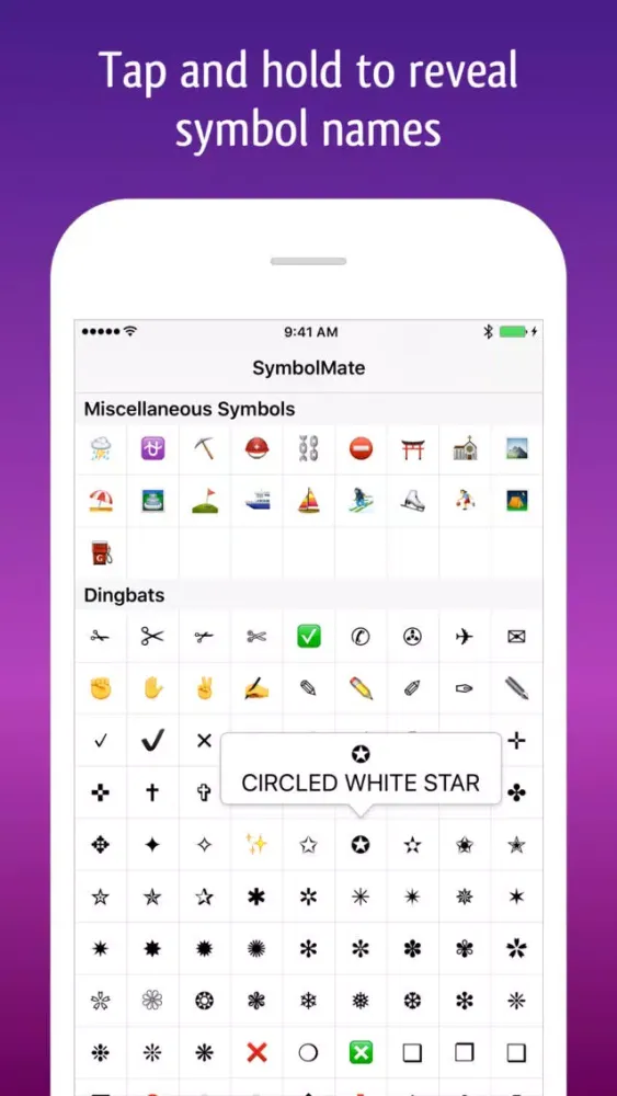 Ảnh chụp màn hình của SymbolMate - Search Symbols and Emoji
