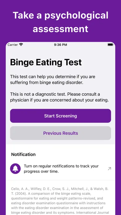 Binge Eating Disorder Test स्क्रीनशॉट