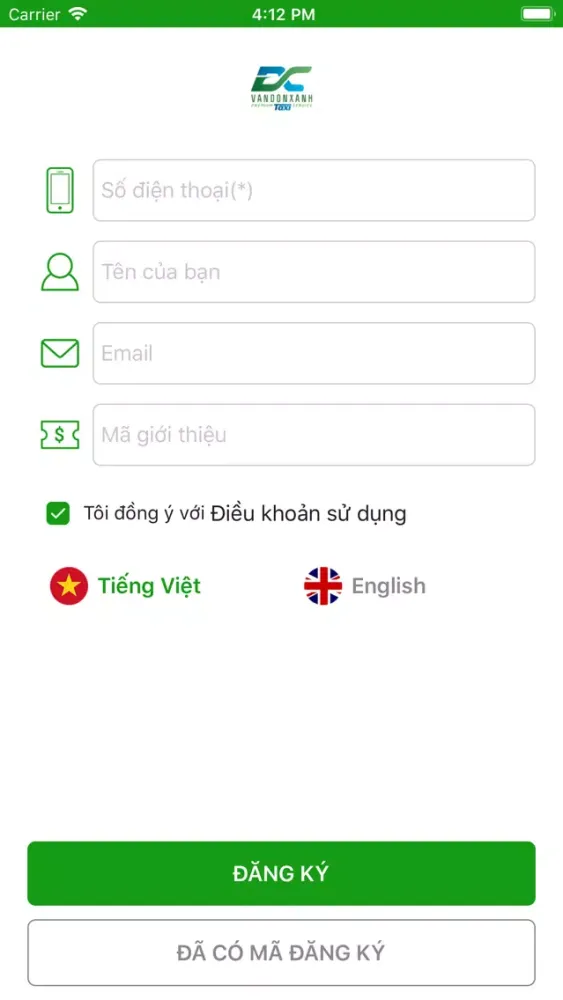 Capturas de tela do Taxi Vân Đồn Xanh