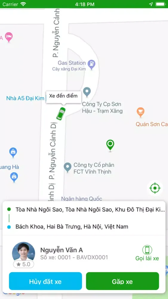 Capturas de tela do Taxi Vân Đồn Xanh