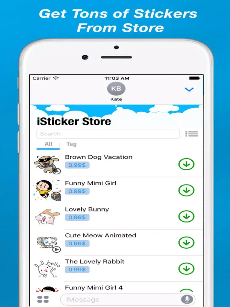 Tangkapan skrin iSticker Store iPad 