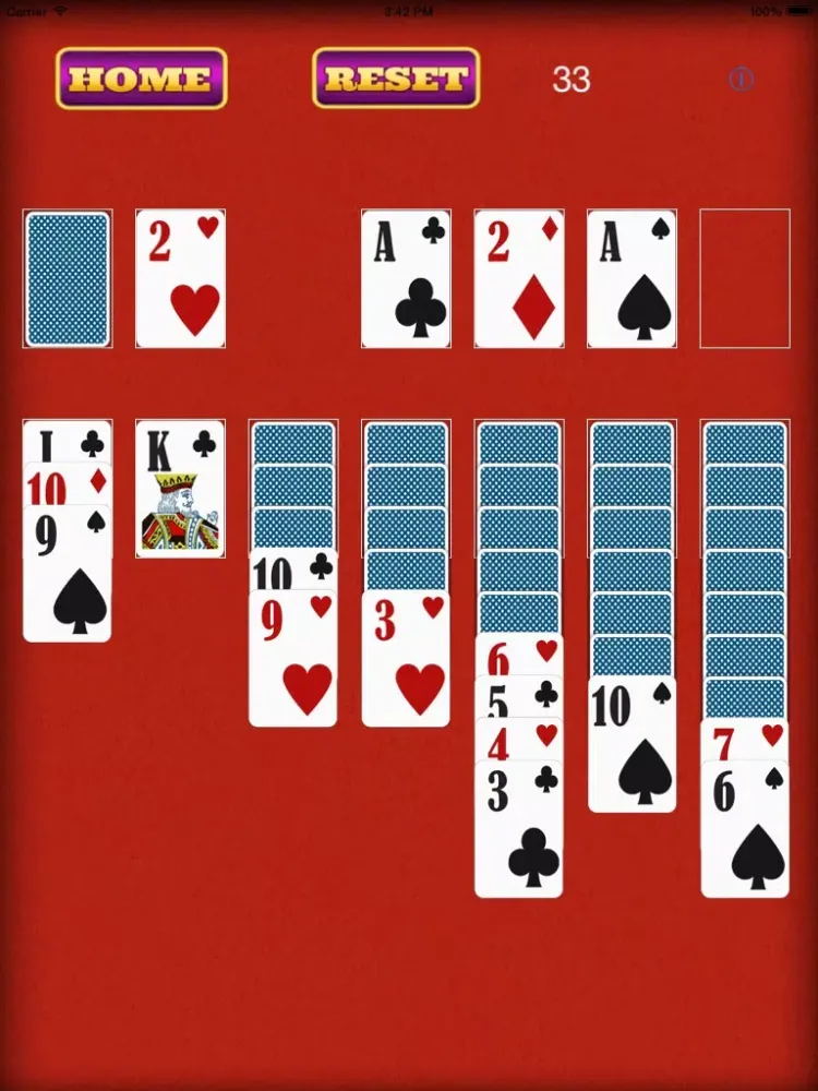 ภาพหน้าจอของ `` Ace King Solitaire Game iPad 